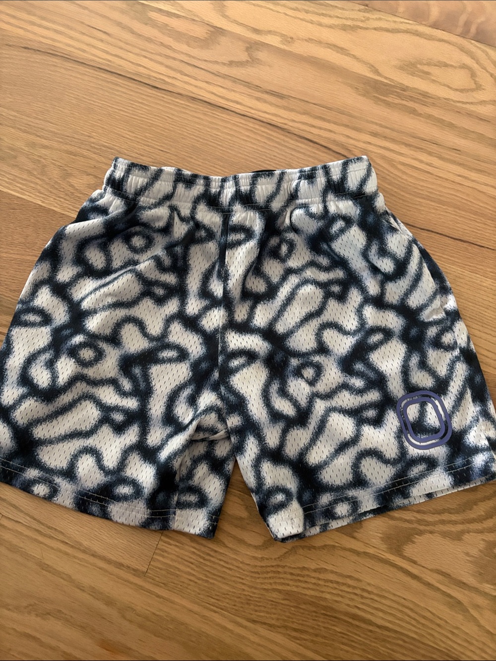 Kids Scribble Print Mesh Shorts - Navy on White
